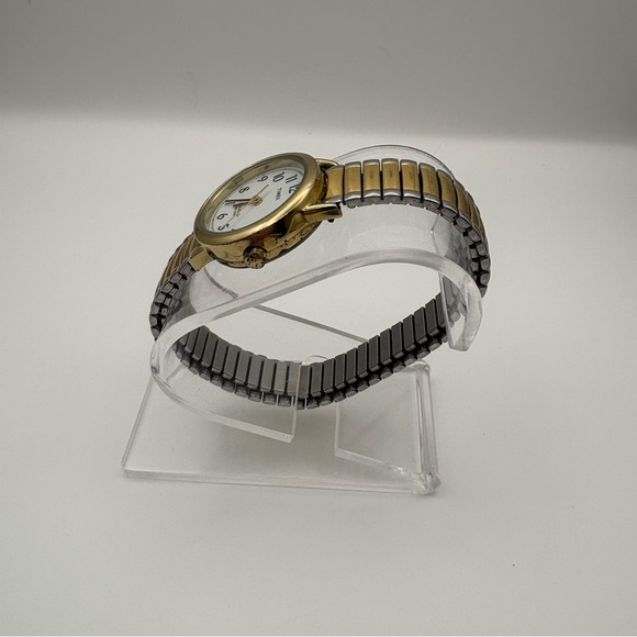 Timex Two-Tone Gold and Silver Expansion Band Watch with White Dial Indiglo - Picture 2 of 6